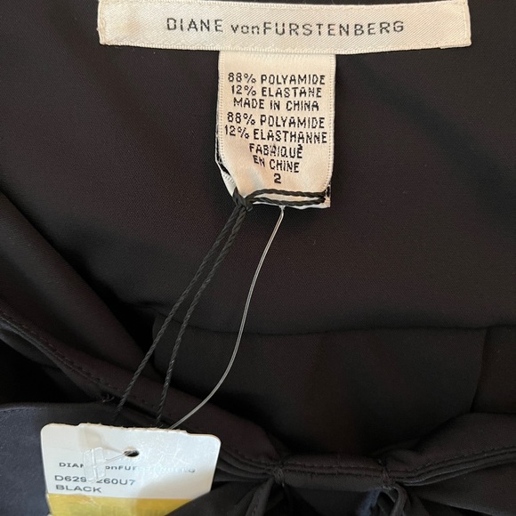 Diane von Furstenberg Black Dress with Ruffled Front NWT - Picture 8 of 10